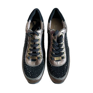 Carvela Womens Leather Studded Sneaker Shoes Round Toe Size 6.5US Black/Bronze
